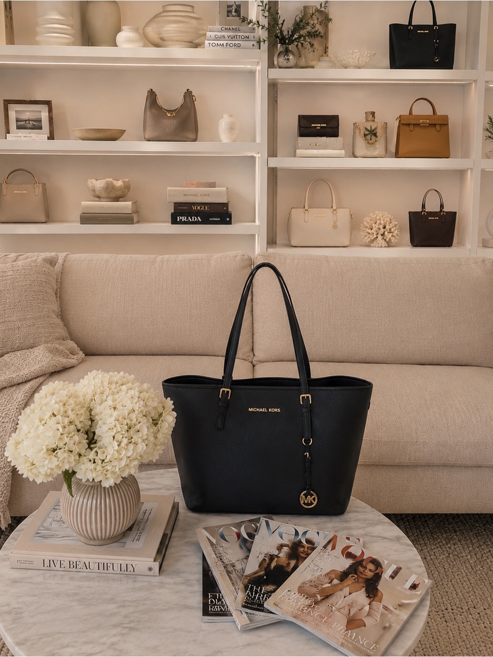 👜 Michael Kors Large Jet Set Tote - Black Saffiano Leather 👜